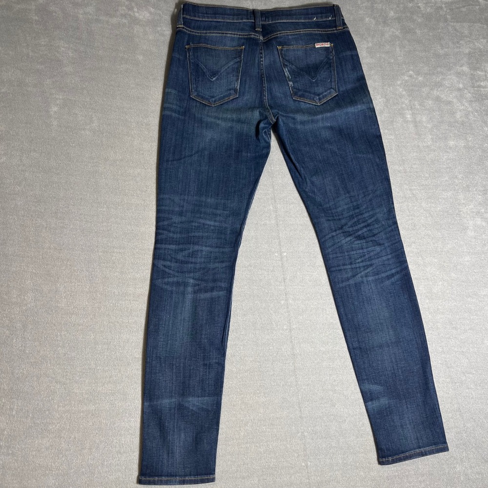 Hudson Skinny Jeans Womens 28 Dark Wash Distressed Ripped Knee Blue Denim - Picture 7 of 8